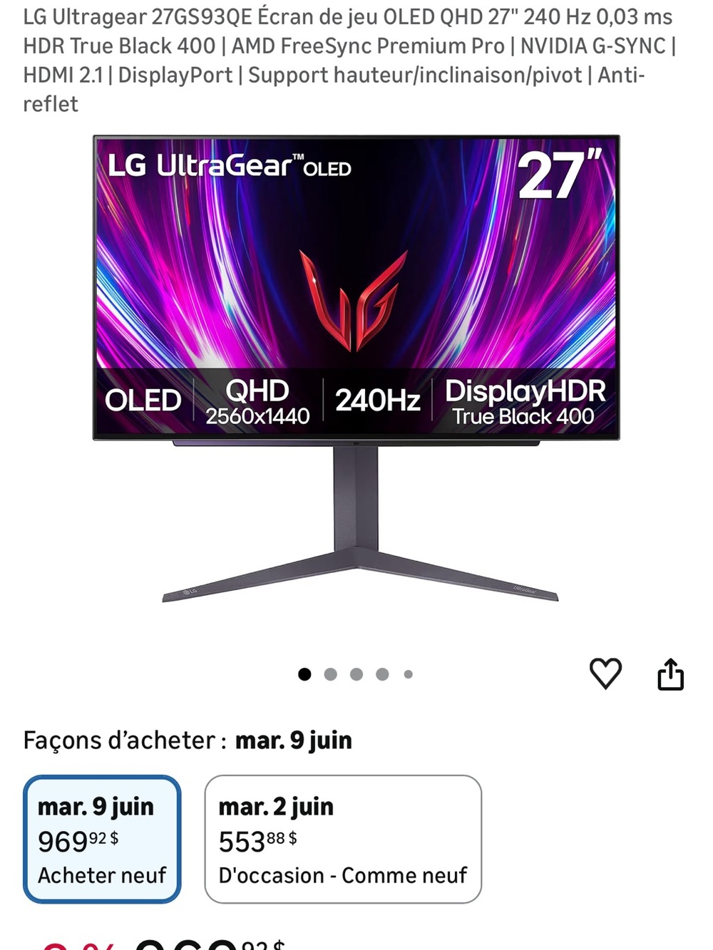LG OLED Gaming Monitor — Black with Purple and Pink Accents